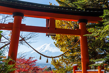 Image showing Fujiyama and japanese temple