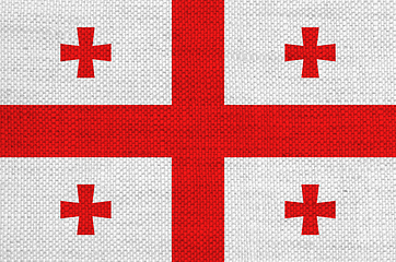 Image showing Flag of Georgia on old linen