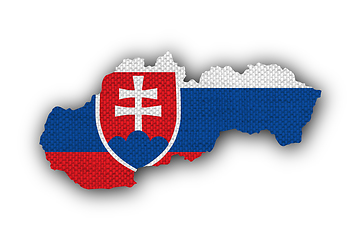 Image showing Map and flag of Slovakia on old linen