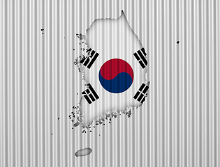 Image showing Map and flag of South Korea 