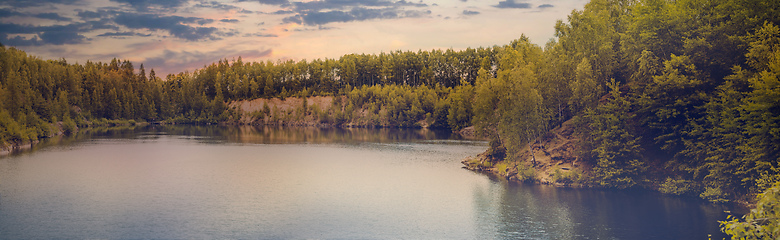 Image showing abandoned flooded quarry, Czech republic