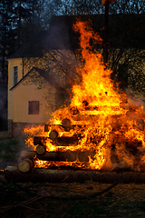 Image showing big fire, burning witches