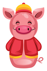 Image showing Pig in a traditional Chinese costumeillustration vector on white