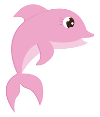 Image showing A cute little pink colored cartoon dolphin vector or color illus