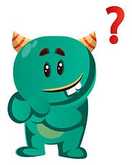 Image showing Confused green monster vector illustration