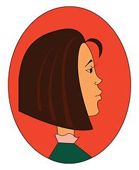 Image showing Profile of a girl with brown hair vector illustration in orange 