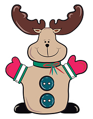 Image showing Reindeer with pink gloves vector or color illustration