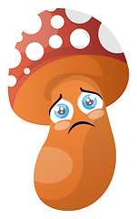 Image showing Sad cartoon mushroom illustration vector on white background