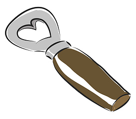 Image showing A bottle opener with brown handle vector or color illustration