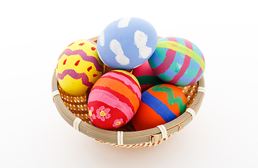 Image showing Easter eggs in a basket