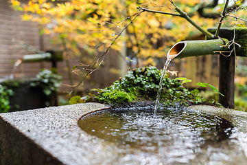 Image showing Japanese washbasin at autumn season