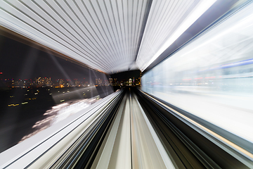 Image showing Speedy train moving in tunnel