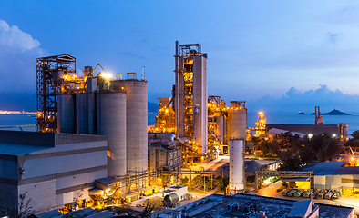 Image showing Cement factory at night