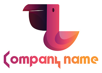 Image showing Minimalistic vector logo design of pink pelican and blank text o