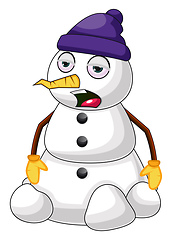 Image showing Sleepy snowman illustration vector on white background