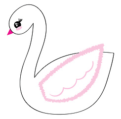 Image showing Two white fluffy decorated swans ornament vector or color illust