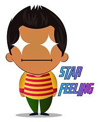 Image showing Boy is feeling like a star, illustration, vector on white backgr