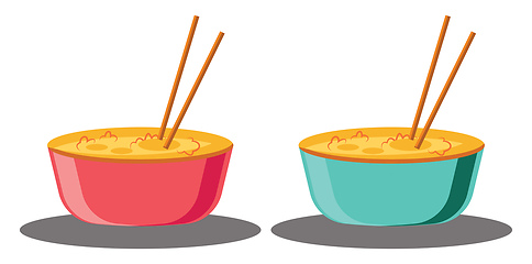 Image showing Two bowls full of food ready for Chinese New Year vector illustr