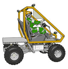 Image showing 3D vector illustration of a yellow industrial human transport ve