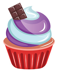 Image showing Vanilla cupcake with chocolate decorationillustration vector on 