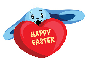 Image showing Blue Easter bunny wishing happy easter illustration web vector o