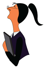 Image showing A lady holding a black book looks cute vector or color illustrat