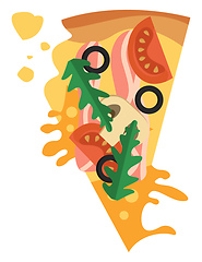 Image showing Pizza with bacon and vegetablesPrint