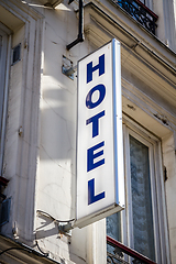 Image showing Hotel entrance sign in Paris