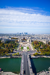 Image showing Aerial city view of Paris from Eiffel Tower, France