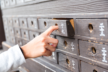 Image showing Hand open up the drawer