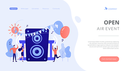 Image showing Open air party concept landing page.