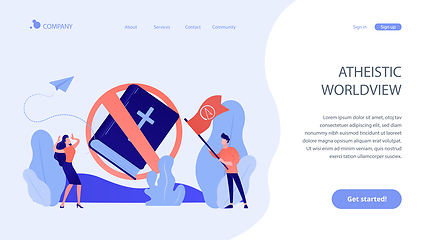 Image showing Atheistic world view concept landing page.