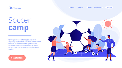 Image showing Soccer camp concept landing page.