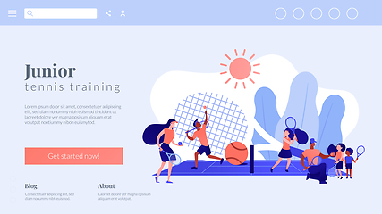 Image showing Tennis camp concept landing page.