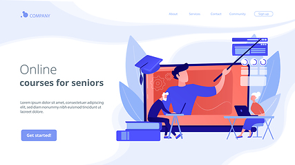 Image showing Online learning for seniors concept landing page