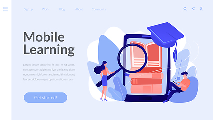 Image showing Mobile learning concept landing page.
