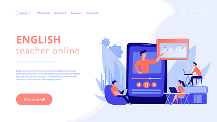 Image showing Online teaching concept landing page.