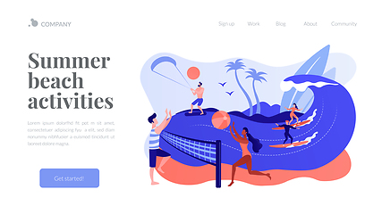 Image showing Summer beach activities concept landing page.