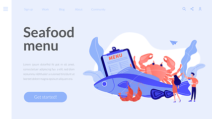 Image showing Seafood menu concept landing page.