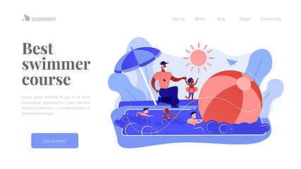 Image showing Swim camp concept landing page.