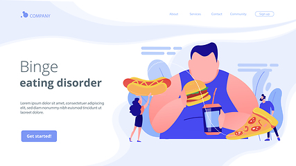 Image showing Overeating addiction concept landing page.