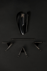 Image showing Office things. Monochrome stylish composition in black color. Top view, flat lay.