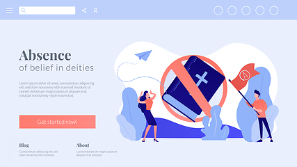 Image showing Atheistic world view concept landing page.