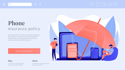 Image showing Electronic device insurance concept landing page.