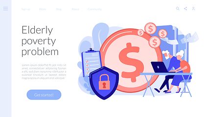 Image showing Elderly financial security concept landing page