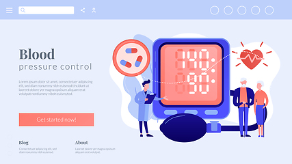 Image showing High blood pressure concept landing page.