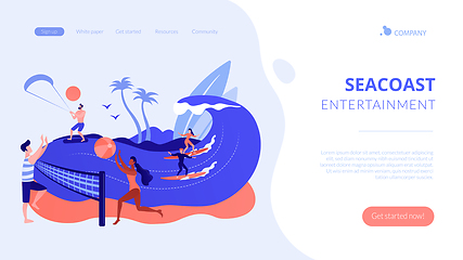 Image showing Summer beach activities concept landing page.