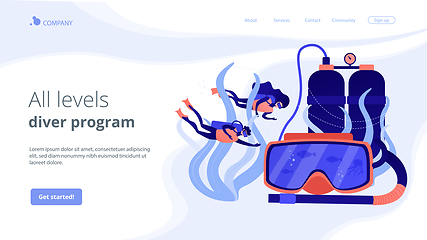 Image showing Diving school concept landing page.