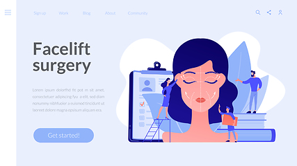 Image showing Face lifting concept landing page.