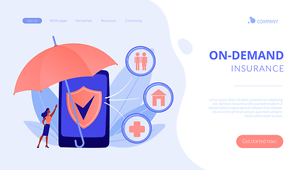 Image showing On-demand insurance concept landing page.
